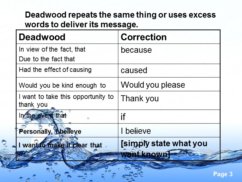 Deadwood repeats the same thing or uses excess words to deliver its message.